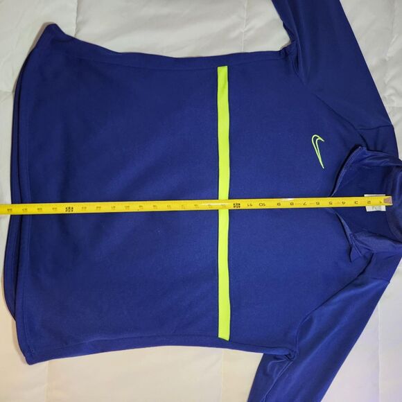 Nike Dri Fit 1/4 Zip Pullover Blue Neon Stripe Athletic Training Mens XL - Picture 6 of 7